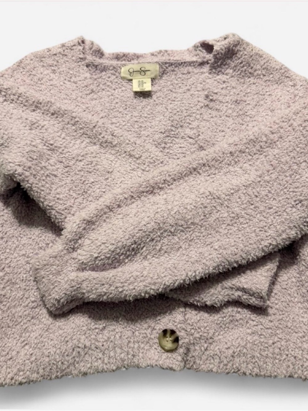 Jessica Simpson Cozy Fuzzy Cropped Cardigan in Light Lavender